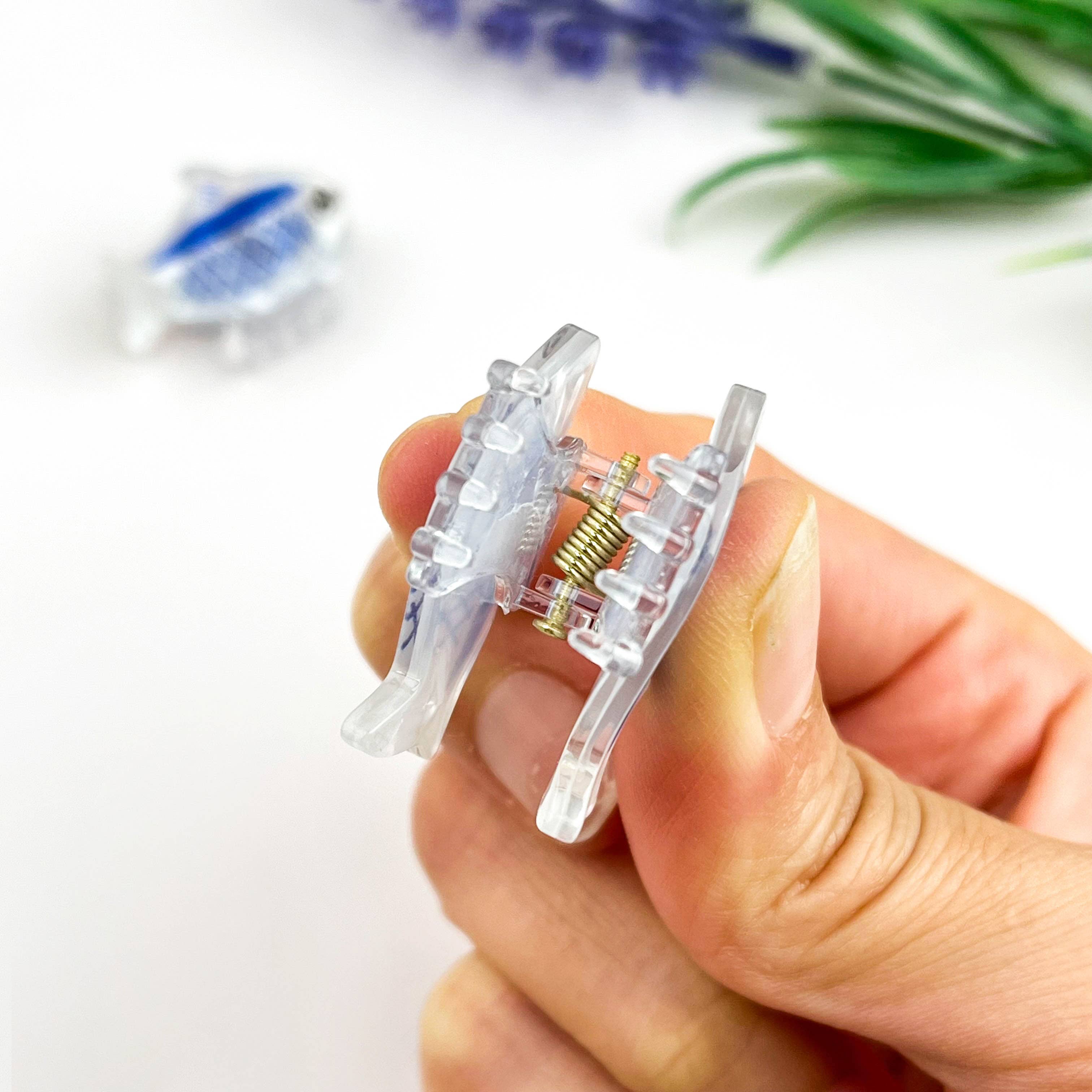 Mini Sardine Fish Acrylic Hair Claw Clip: Blue