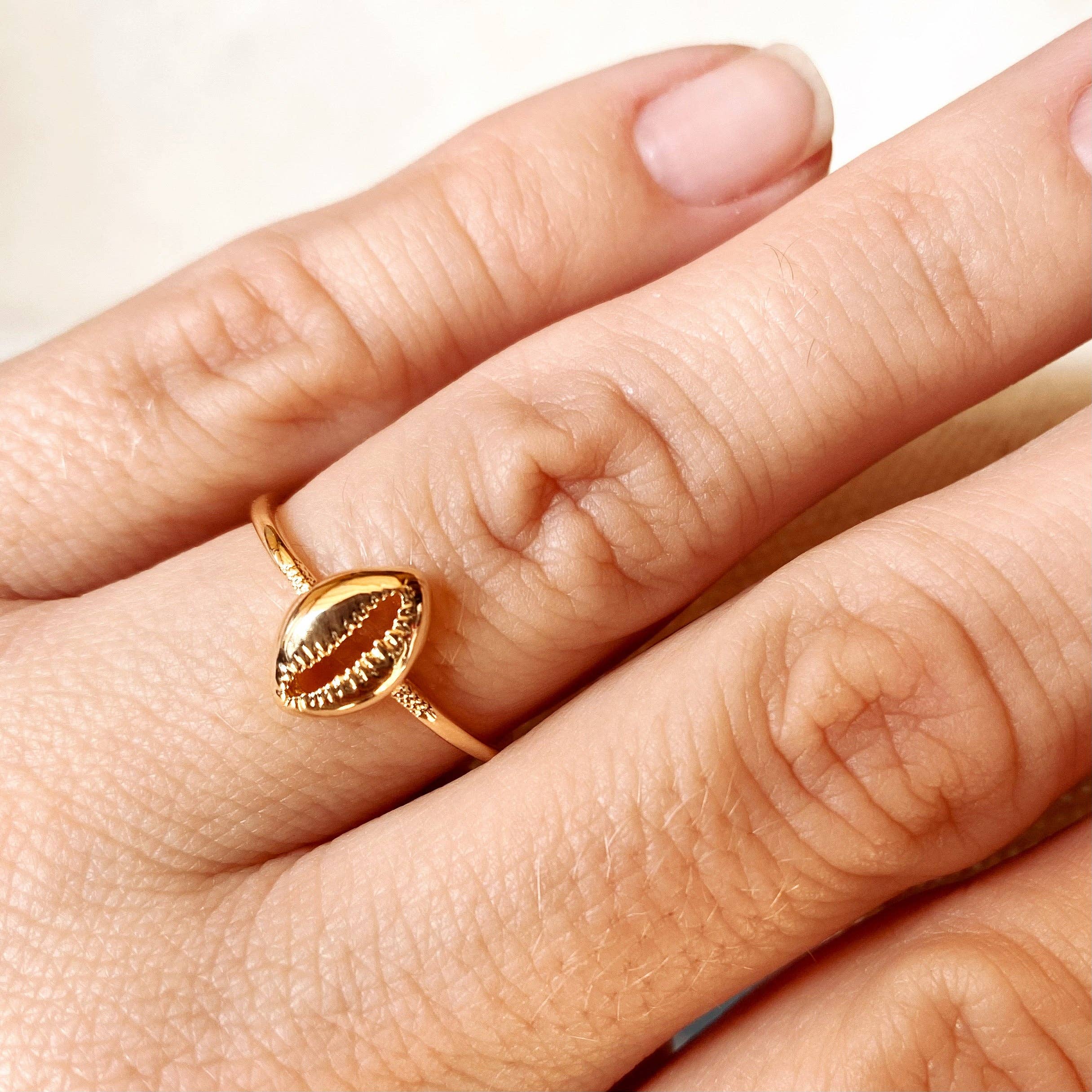 18k Gold Filled Cowrie Shell Ring: 8