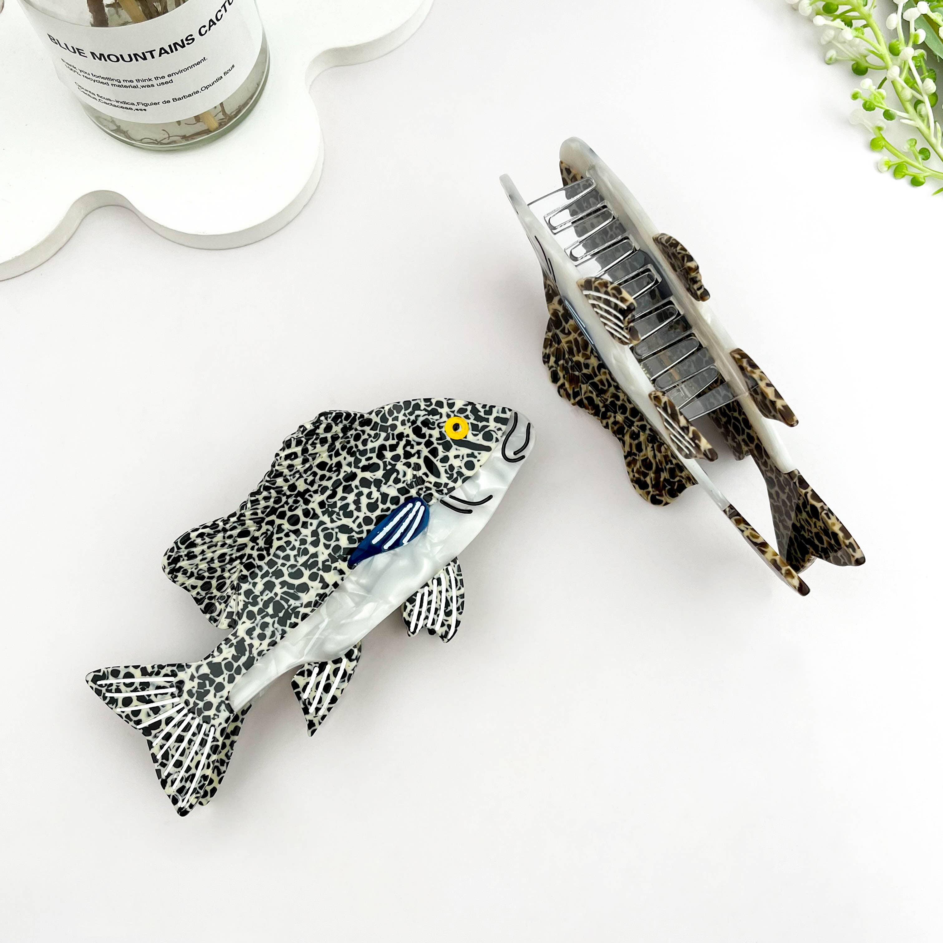 Grouper Fish Ocean Animal Acetate Summer Hair Claw Clip: Brown