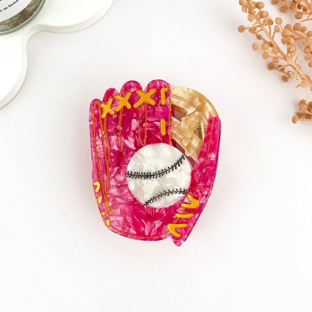 Baseball Glove Hair Clip & Baseball Bat Acetate Hair Clip: E