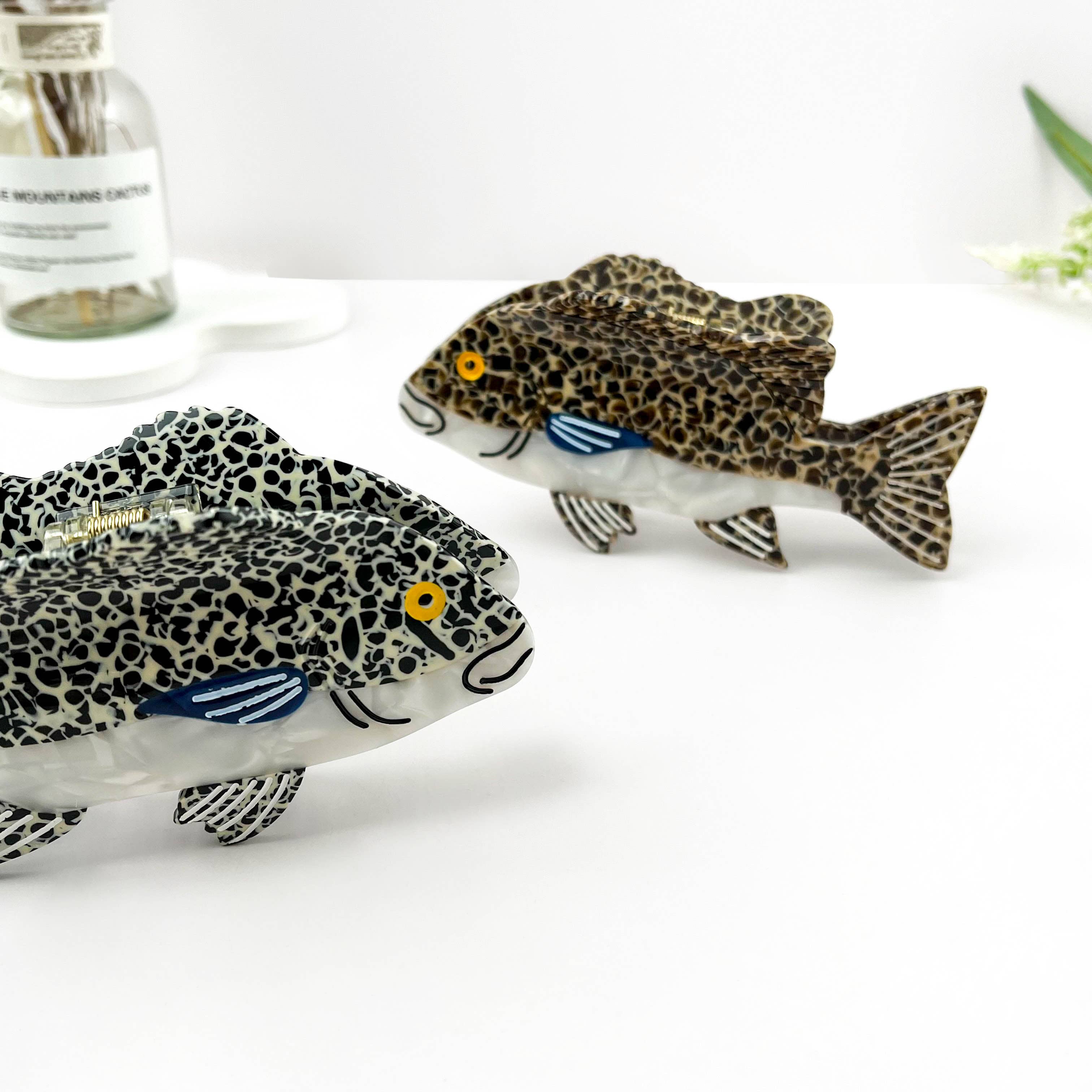 Grouper Fish Ocean Animal Acetate Summer Hair Claw Clip: Brown
