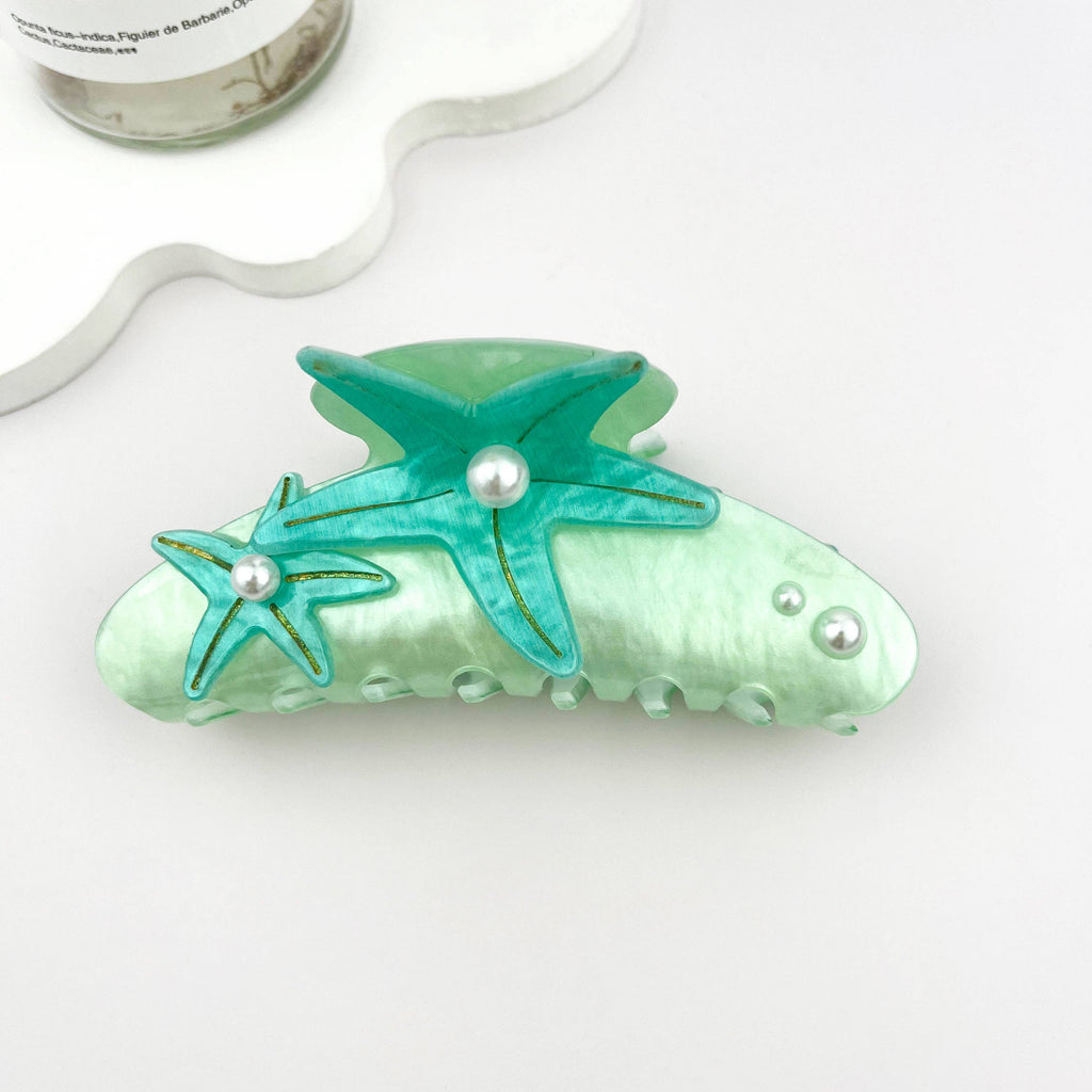 Iridescent Pearl Starfish Hair Claw Clip – Ocean Fantasy: Purple / Small