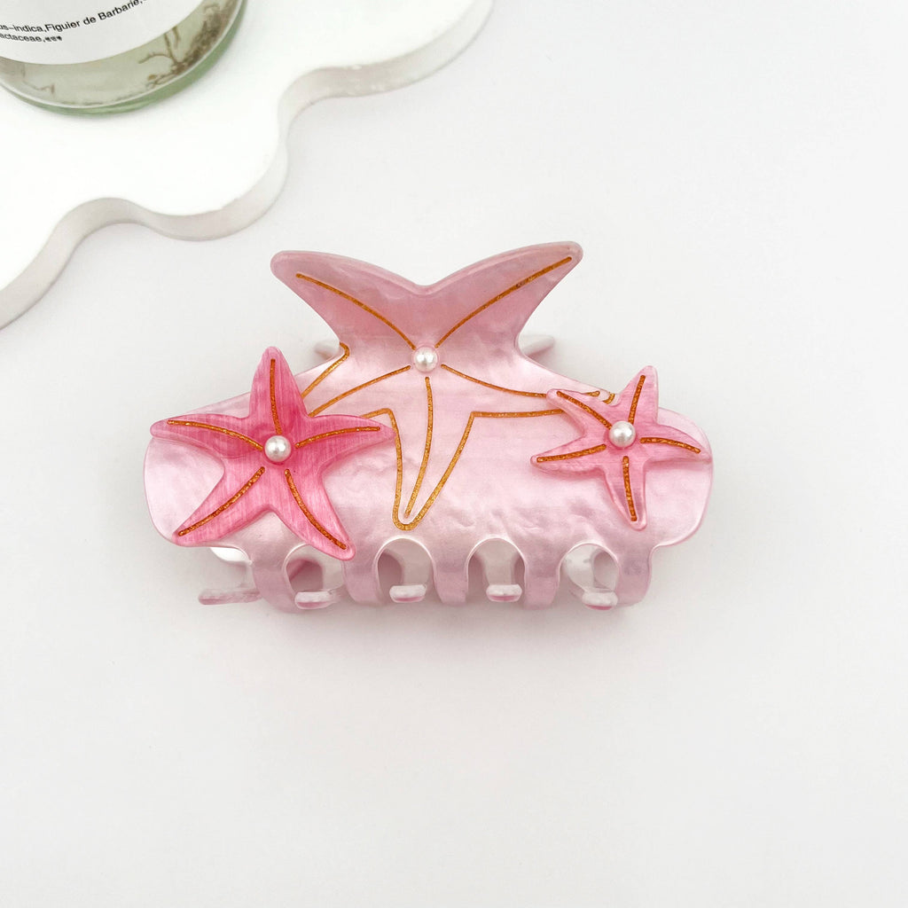Iridescent Pearl Starfish Hair Claw Clip – Ocean Fantasy: Purple / Small