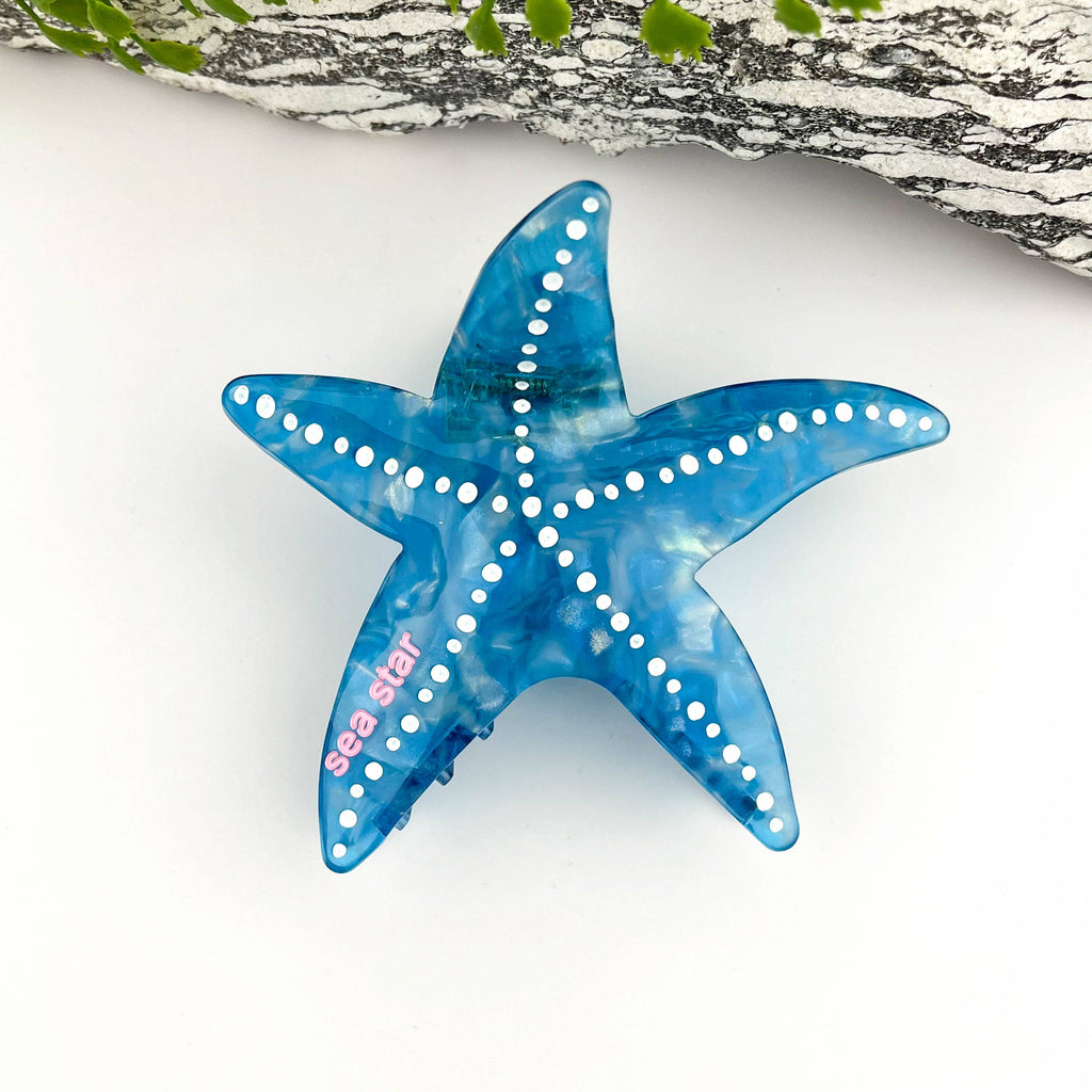 🌊 Starfish Acetate Hair Claw – Coastal Charm Clip 🐚
: White