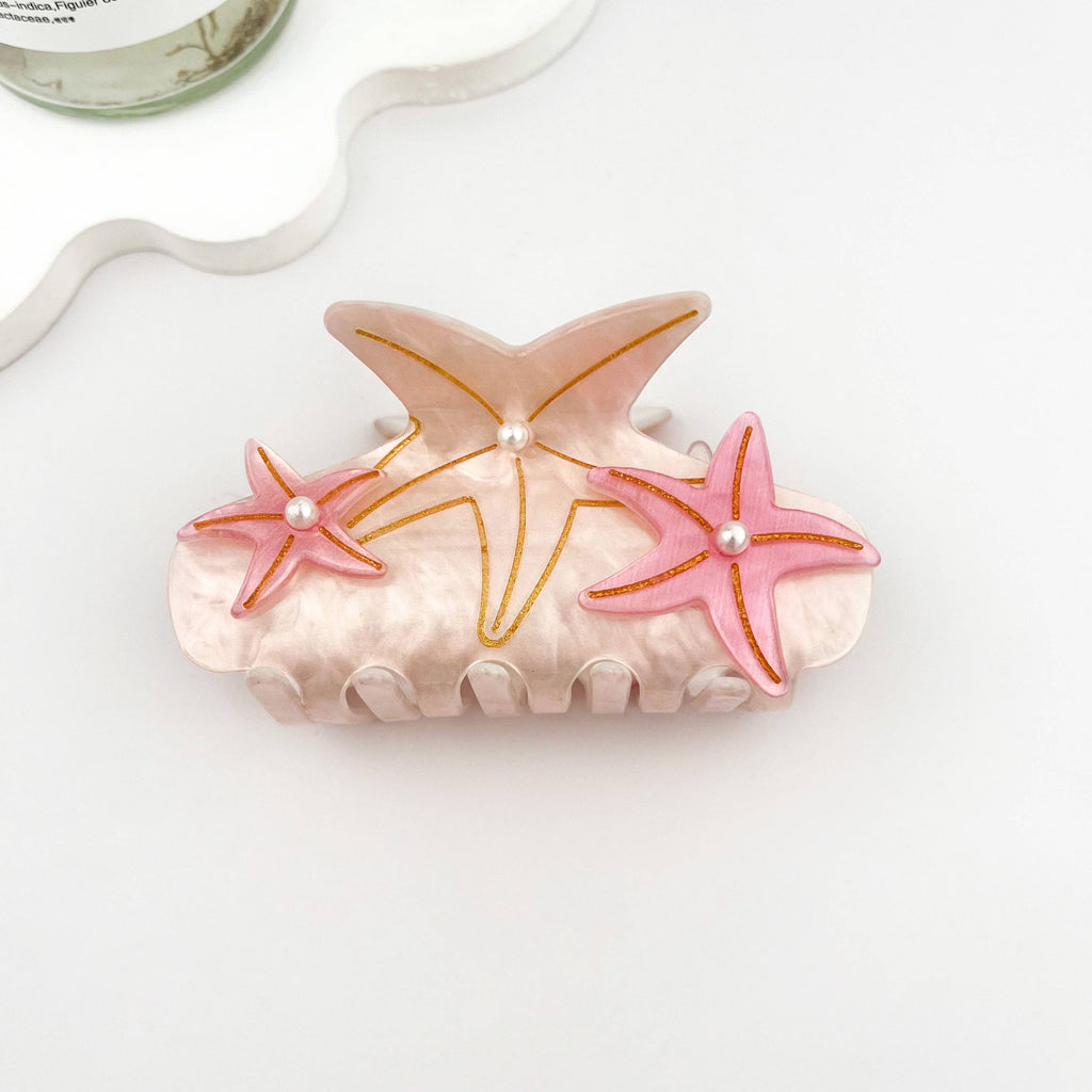 Iridescent Pearl Starfish Hair Claw Clip – Ocean Fantasy: Purple / Small